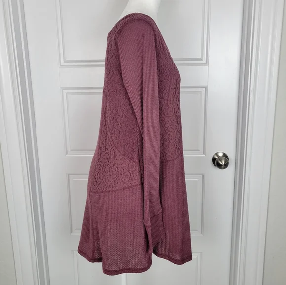 Anthropologie E by Eloise waffle knit and lace tunic/dress size Medium - Picture 5 of 8